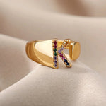 Load image into Gallery viewer, Dazzling Rainbow Custom Letter Initial Rings
