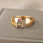 Load image into Gallery viewer, Dazzling Rainbow Custom Letter Initial Rings
