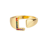 Load image into Gallery viewer, Dazzling Rainbow Custom Letter Initial Rings
