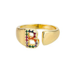 Load image into Gallery viewer, Dazzling Rainbow Custom Letter Initial Rings
