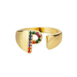 Load image into Gallery viewer, Dazzling Rainbow Custom Letter Initial Rings
