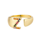 Load image into Gallery viewer, Dazzling Rainbow Custom Letter Initial Rings
