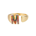 Load image into Gallery viewer, Dazzling Rainbow Custom Letter Initial Rings
