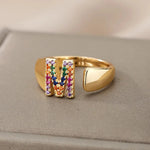 Load image into Gallery viewer, Dazzling Rainbow Custom Letter Initial Rings
