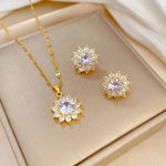 Load image into Gallery viewer, Dazzling Sunflower Floral Necklace and Earrings
