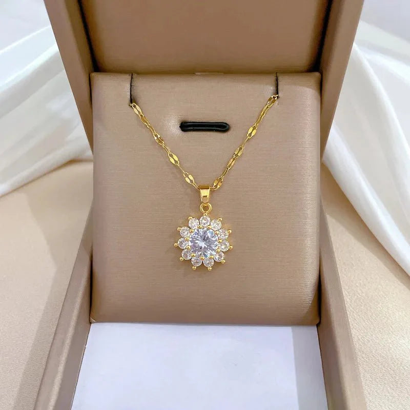 Dazzling sunflower floral necklace and earrings 503365