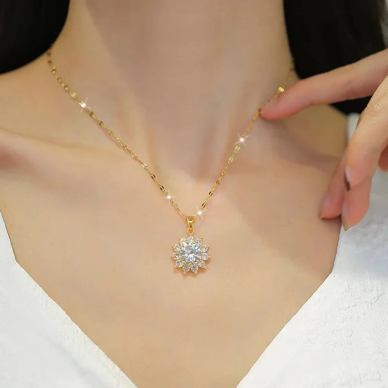 Dazzling sunflower floral necklace and earrings 594862