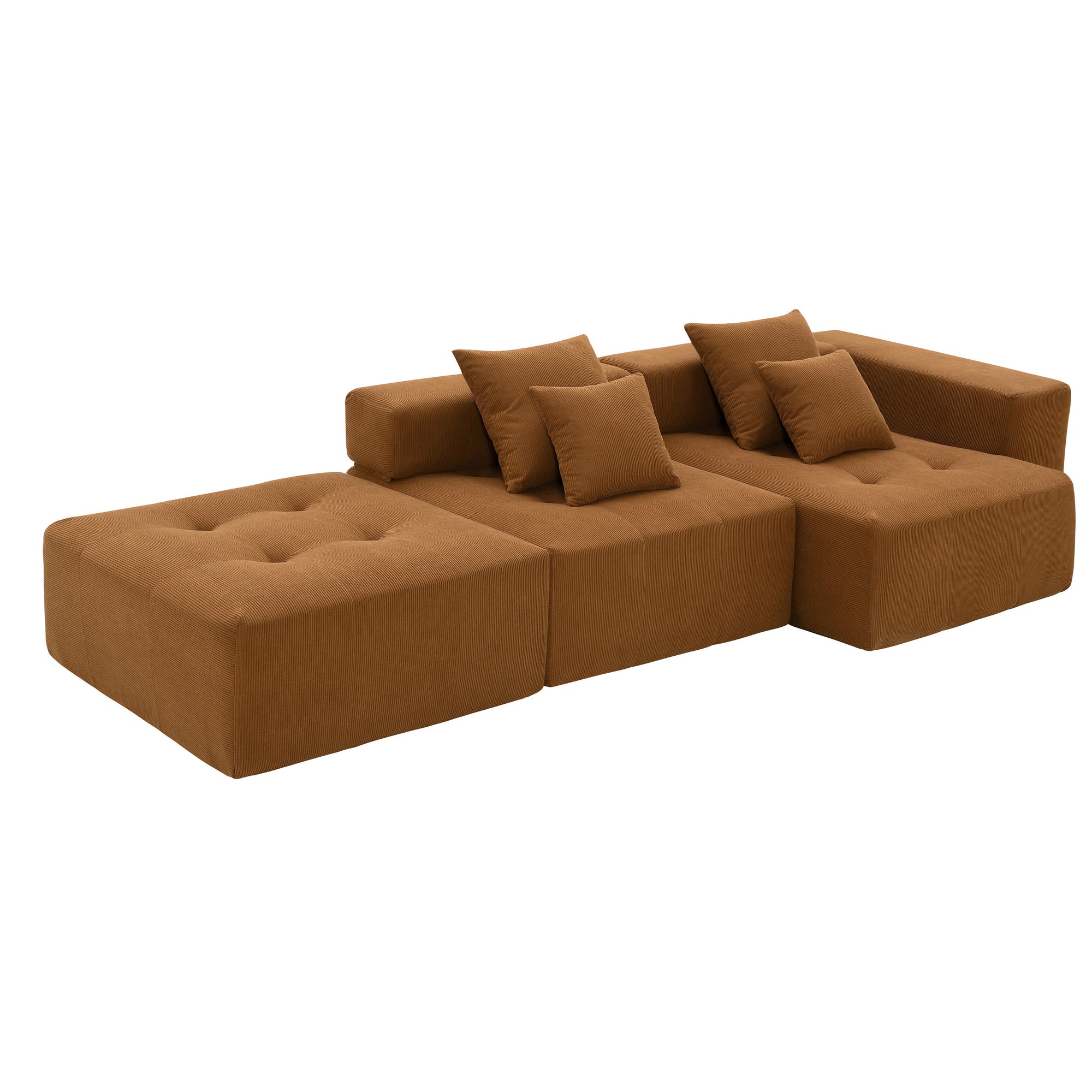 Maputo 4-Seat Modular Sofa in Burnt Orange Brown