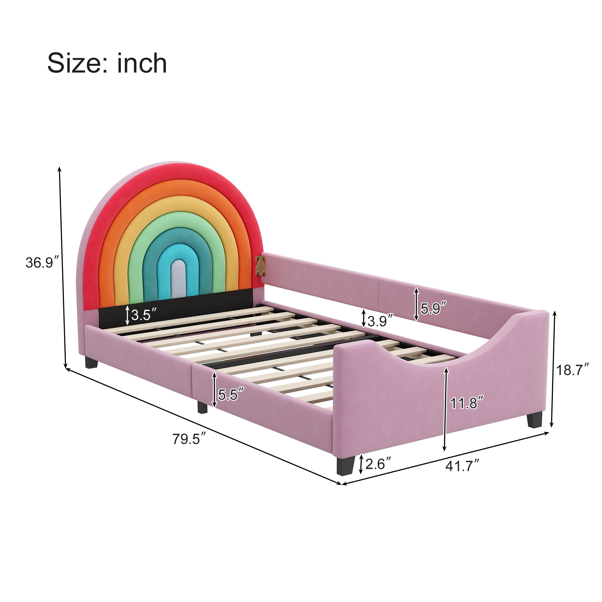 Twin Rainbow Velvet Enclosed Bed