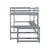 Gray Full Size High Loft Bed with Built-in Desk, Ladder Platform, and Guardrails