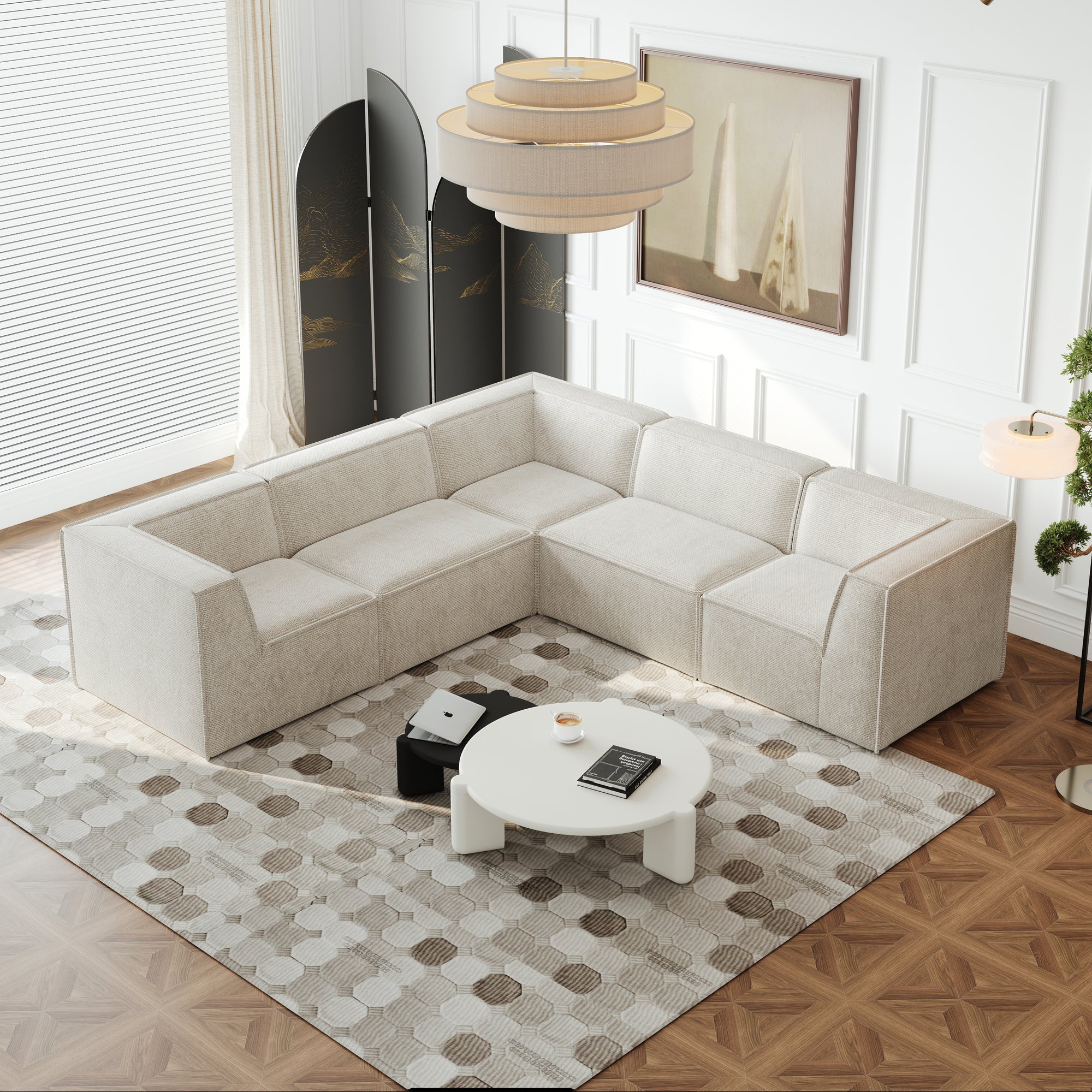 Kinshasa 5-Seat Modular Sofa in Beige