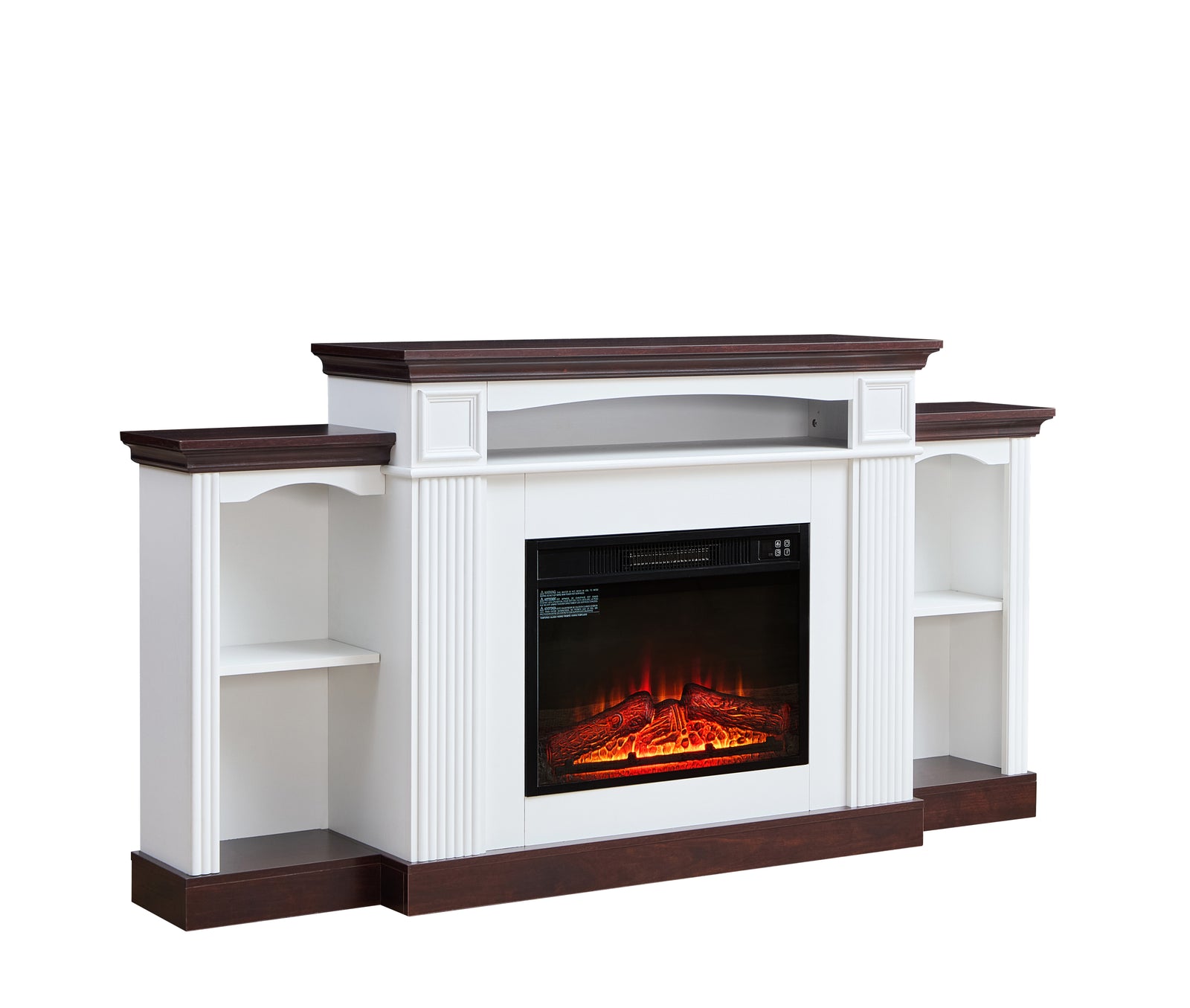 70" White Cherry Electric Fireplace TV Stand for 70" TVs with 23" Mantel & Remote Control
