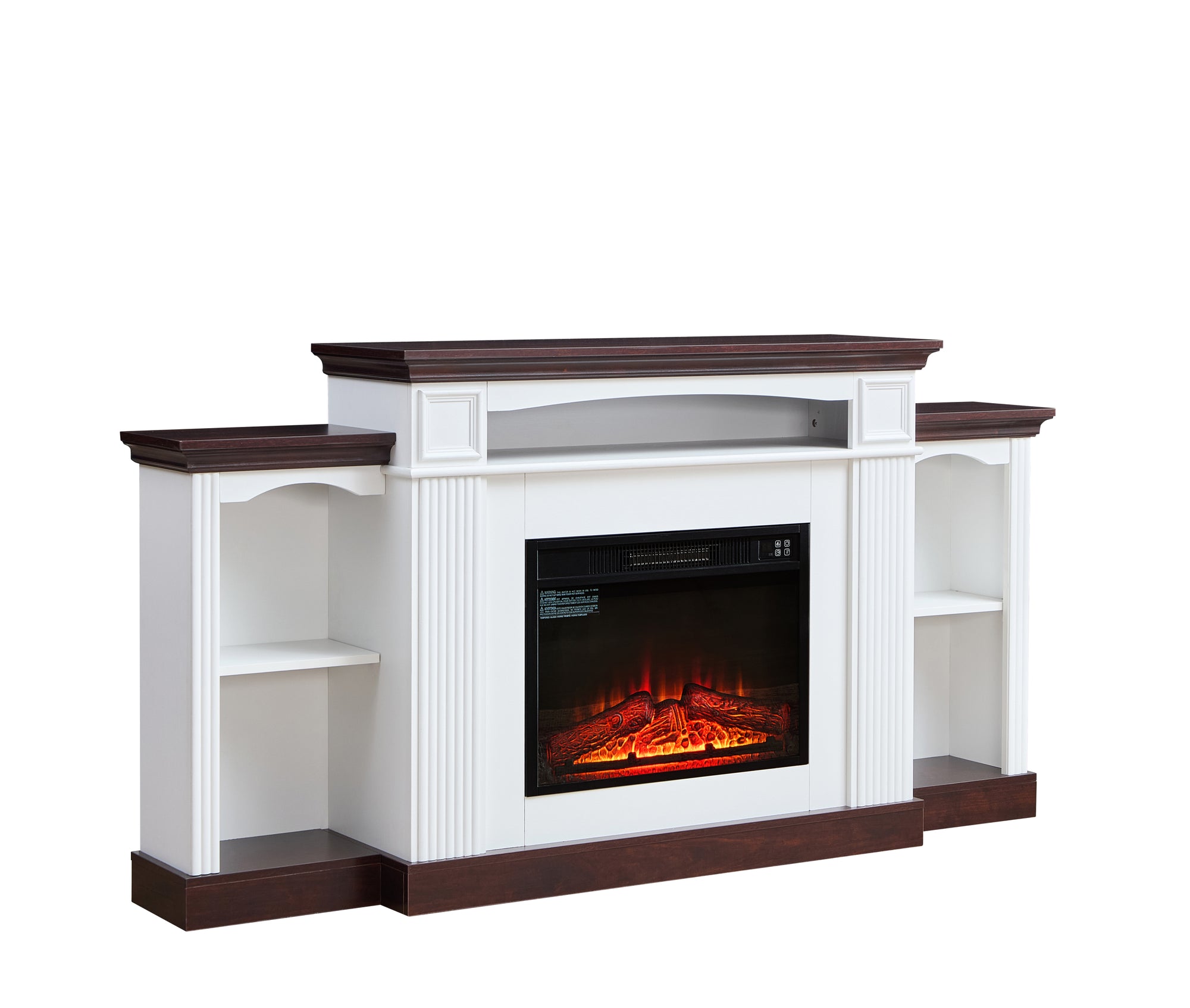 Electric Fireplace TV Stand for 70 Inch TV with 23 Inch Mantel and Remote Control In Cherry