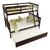 Espresso Twin Over Full Rubber Wood Bunk Bed with Trundle and Detachable Design