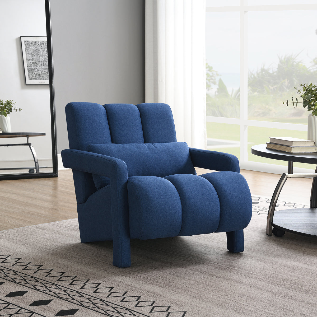 Modern Navy Blue Upholstered Accent Chair