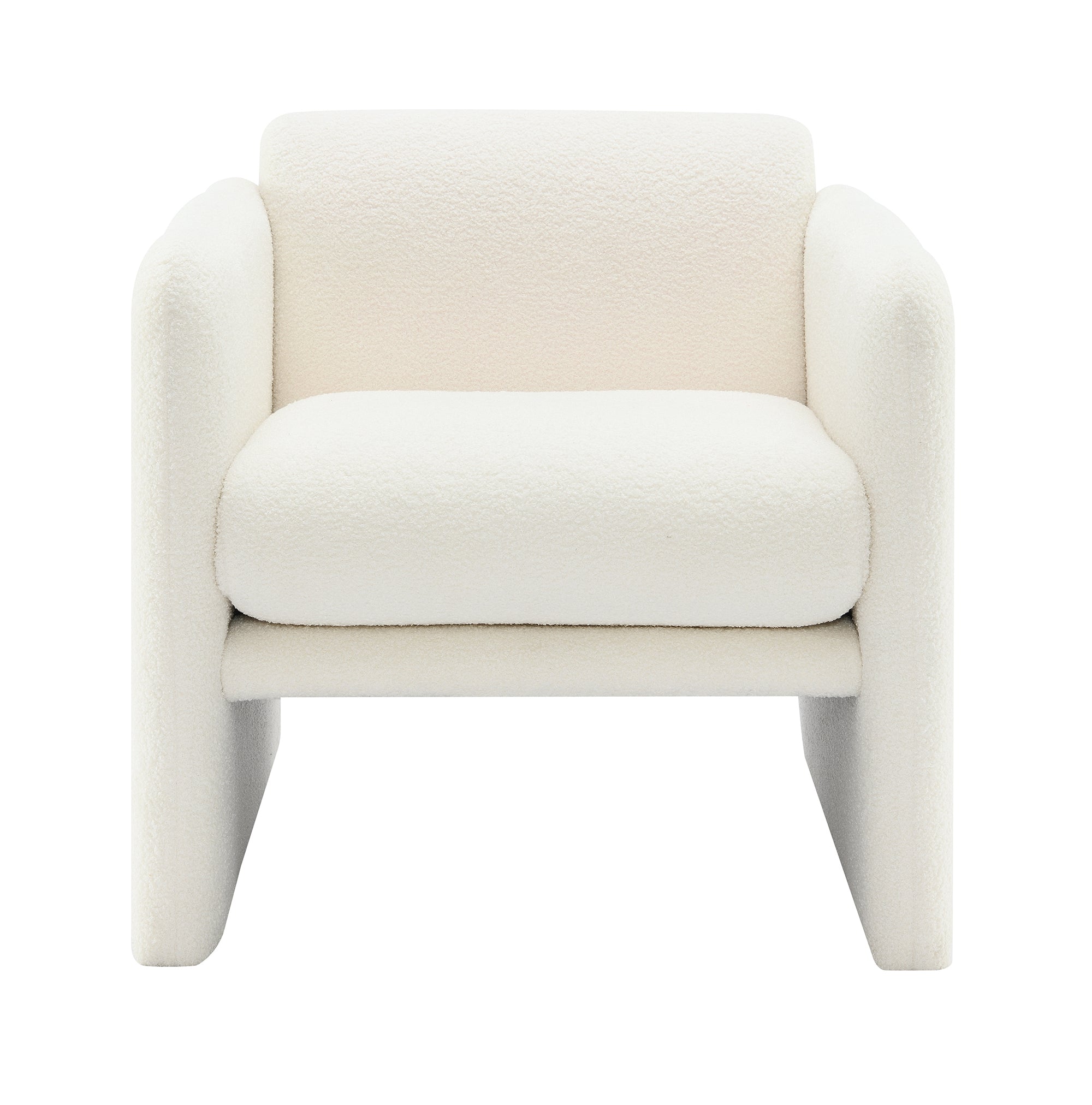 Accent Chair - White Teddy Fabric, Waved Arms, Ideal for Living Room & Bedroom