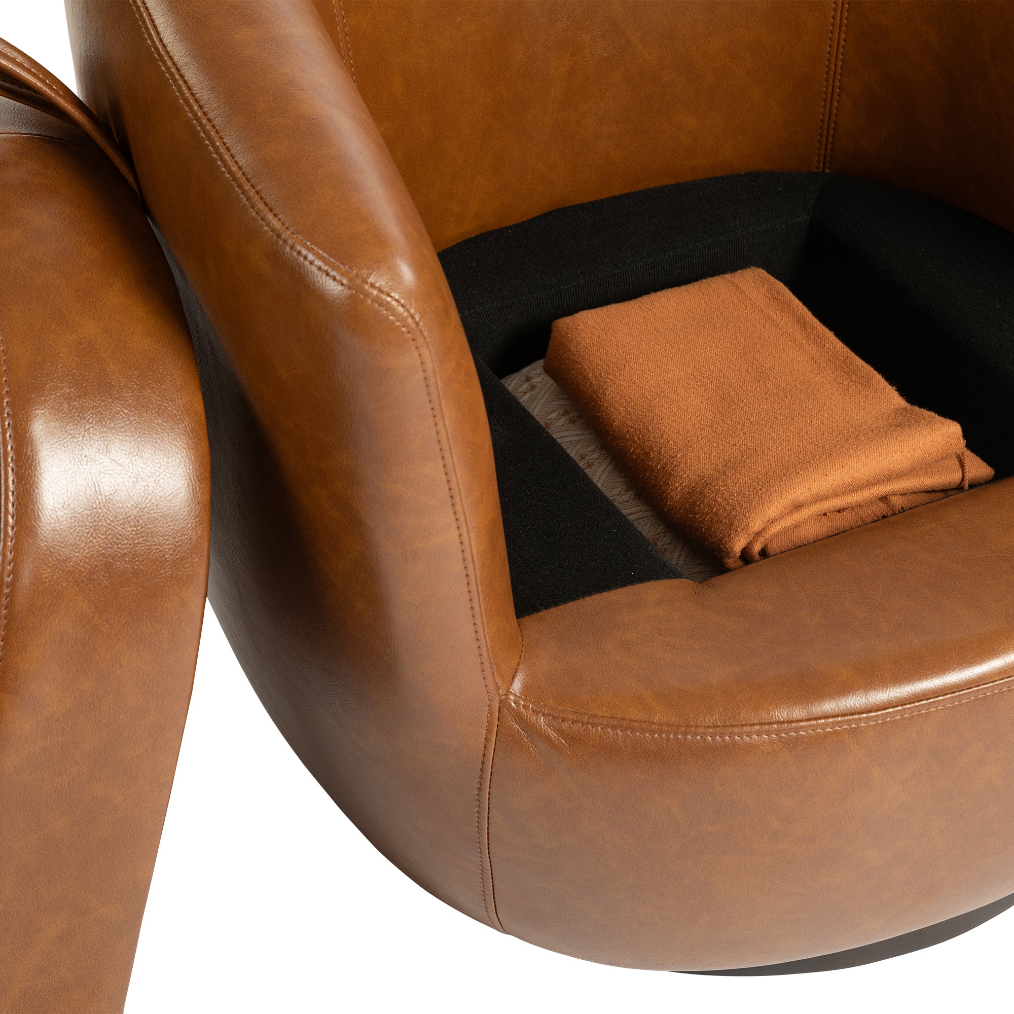 Light Brown Upholstered Accent Swivel Chair