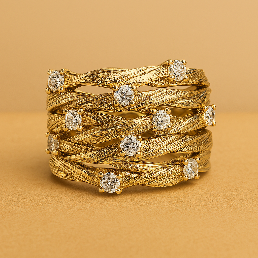 Elegant Zirconia Vintage Ring in Gold