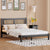 Full Size Wooden Platform Bed with Rattan Headboard Exquisite Elegance and Minimalist Charm In Black