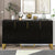 Modern Sideboard With Four Doors Metal Handles Adjustable Shelves Kitchen Cabinet In Black