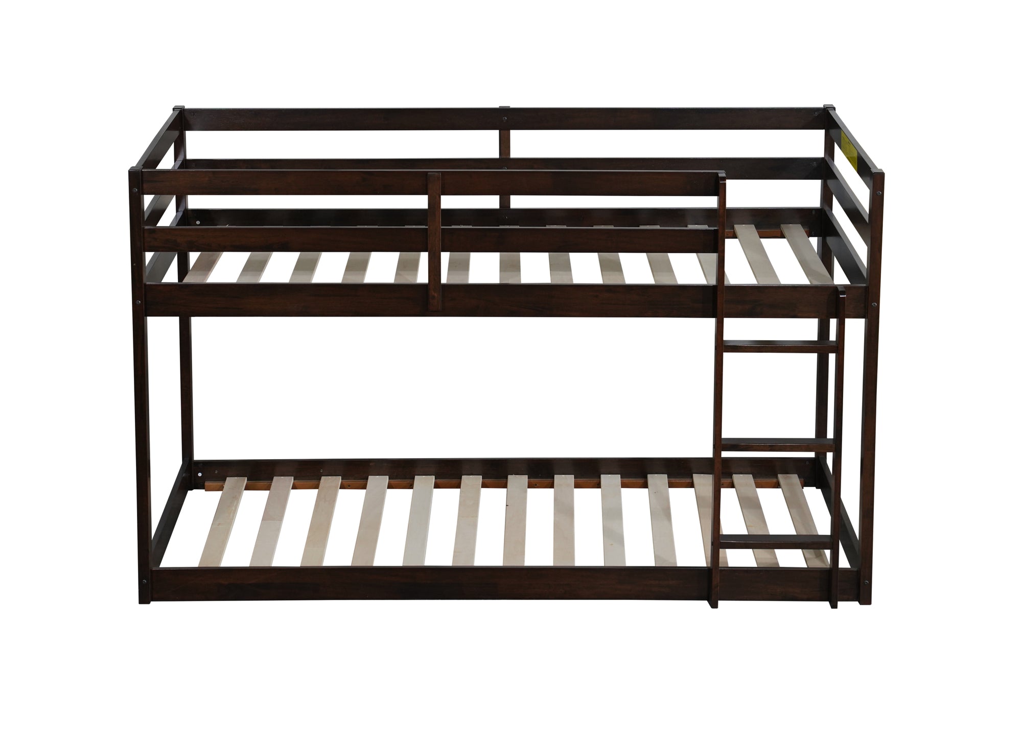 Twin Over Twin Loft Bed with Ladder in Espresso Brown