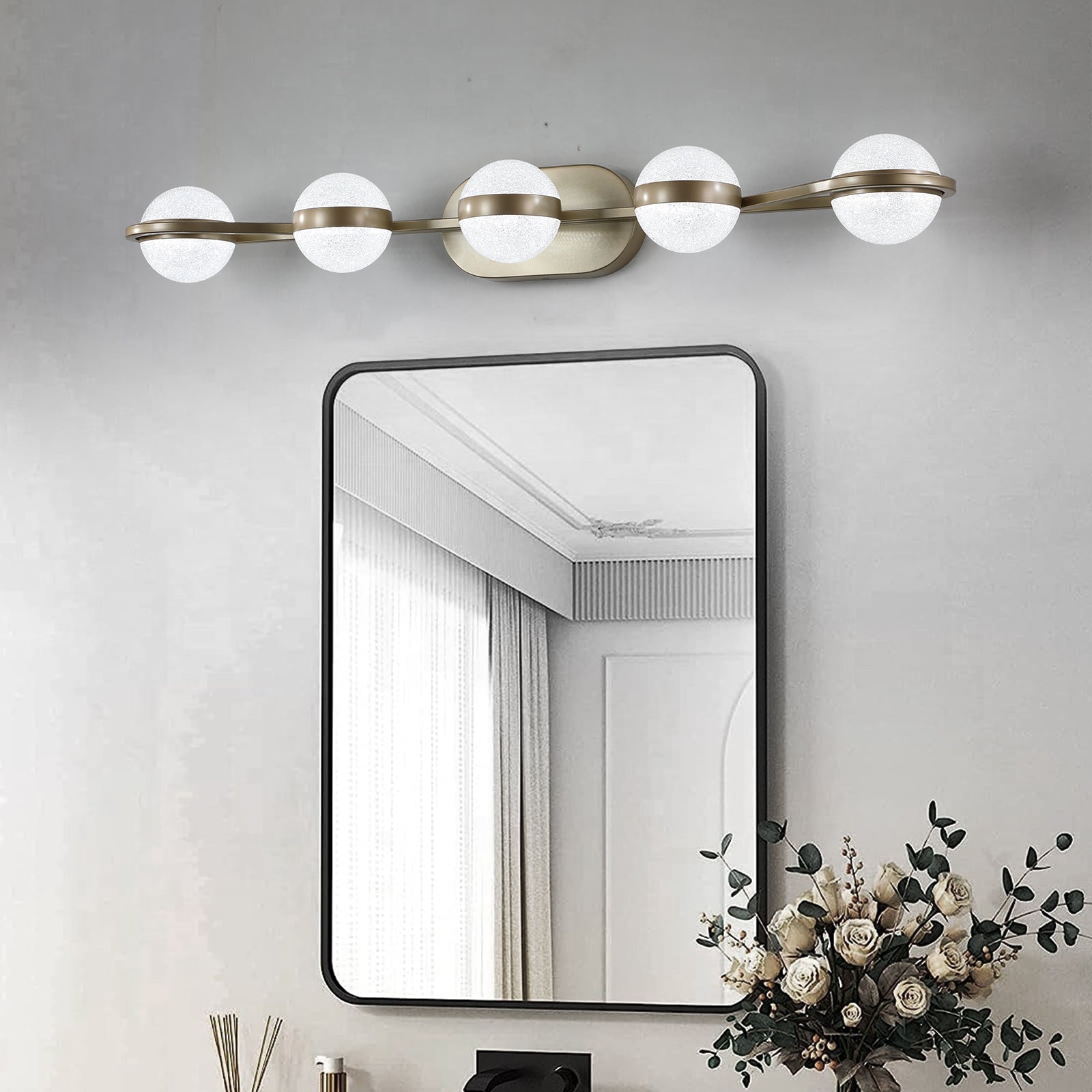 Aestin's Minimalist Modern 5-Light Brushed Gold Vanity Light