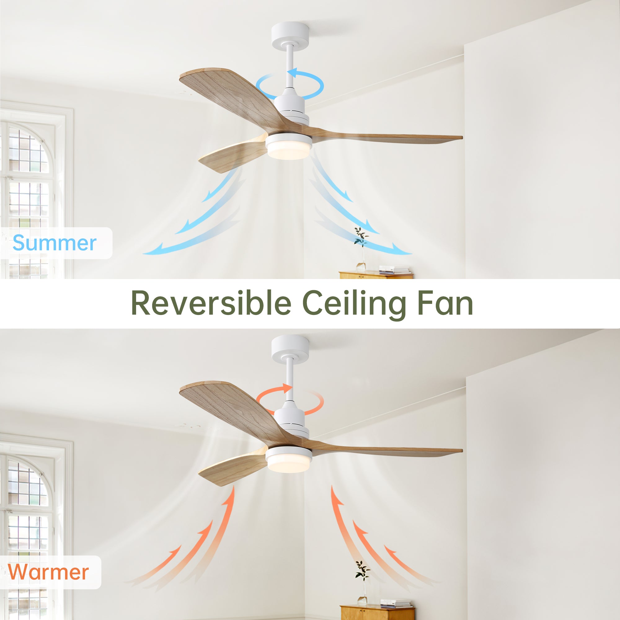 52" Nordic Inspired White Ceiling Fan With Light