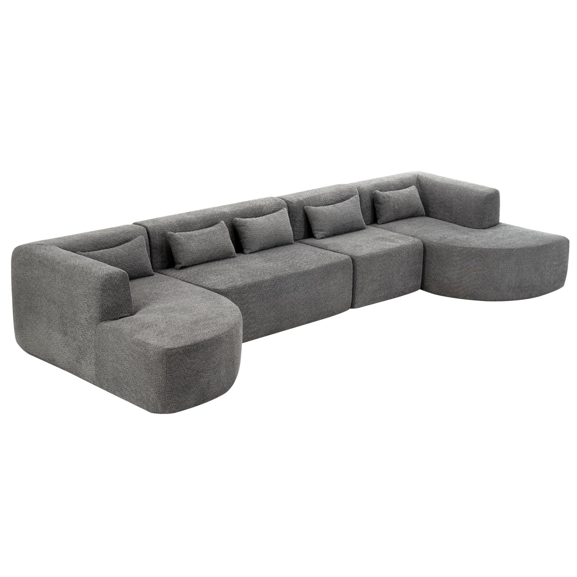 Copenhagen Modular Bouclé L-Shape Sofa in Light Gray