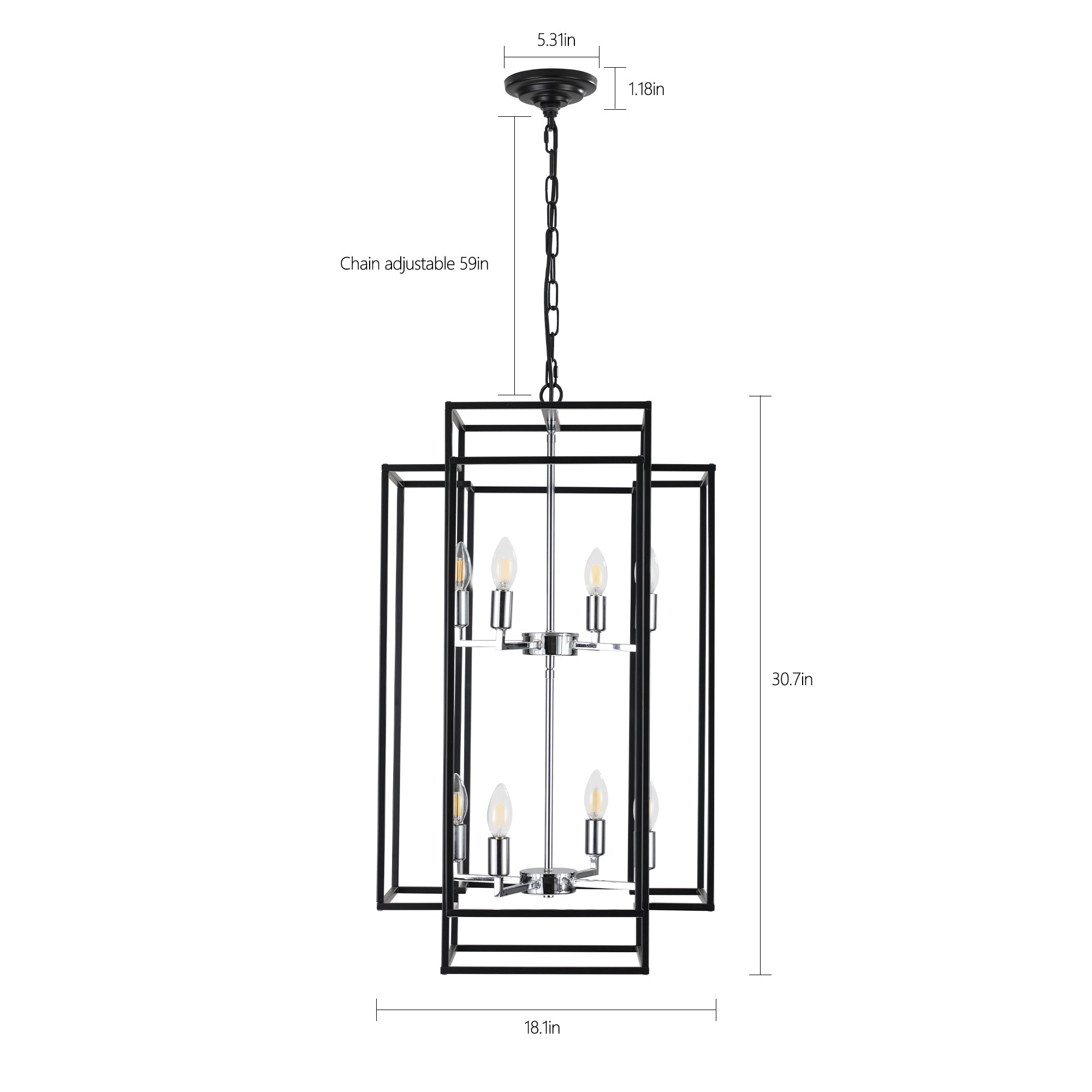 8-Light Farmhouse Chrome Foyer Chandelier