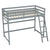 Gray Twin Size High Loft Bed with Inclined Ladder and Guardrails