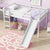 White Twin Low Loft Bed with Slide, Ladder, and Guardrails