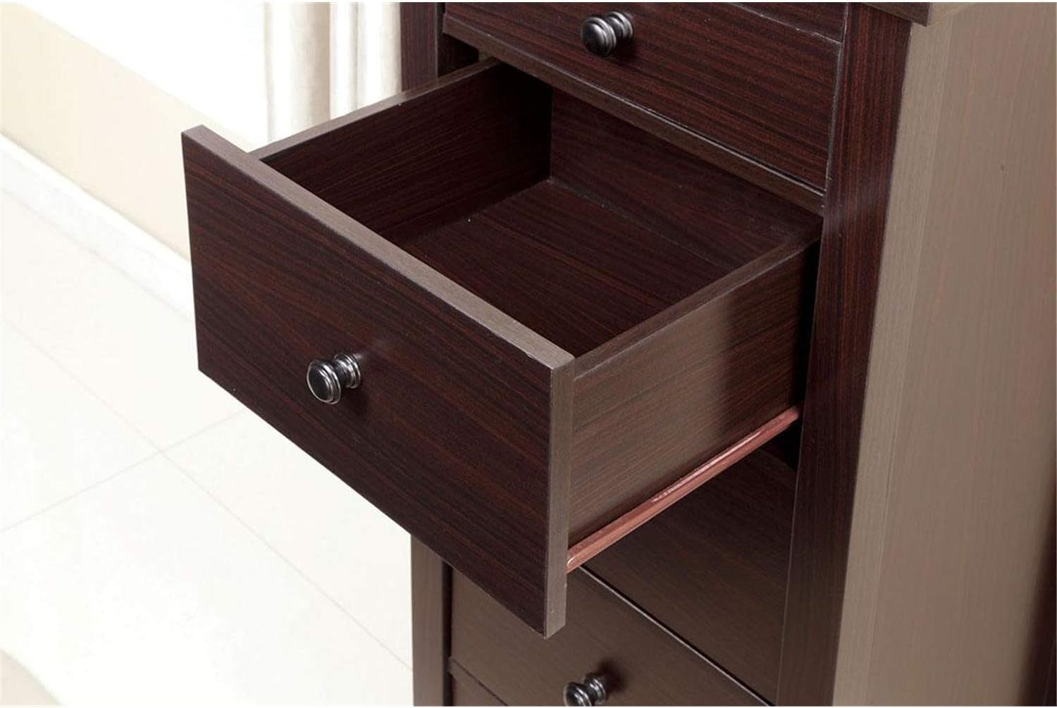 Transitional Espresso Compact Design 5-Drawer Chest Ideal For Bedroom And Small Living Spaces In Espresso