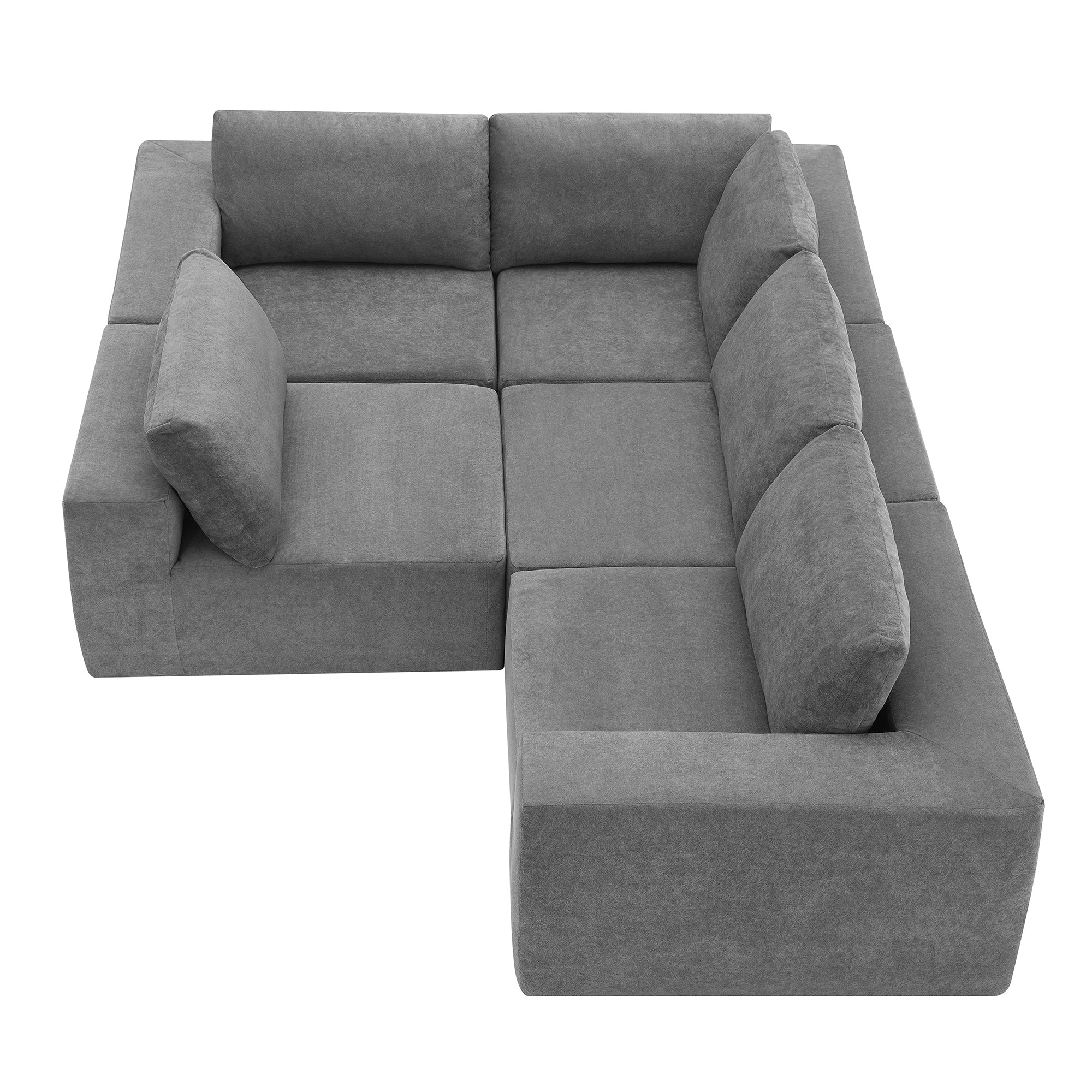 Kyoto Modular Sectional Sofa with Terrycloth Fabric in Gray