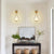 Set of 2 Modern Gold Wall Sconces with Opal Glass Globes