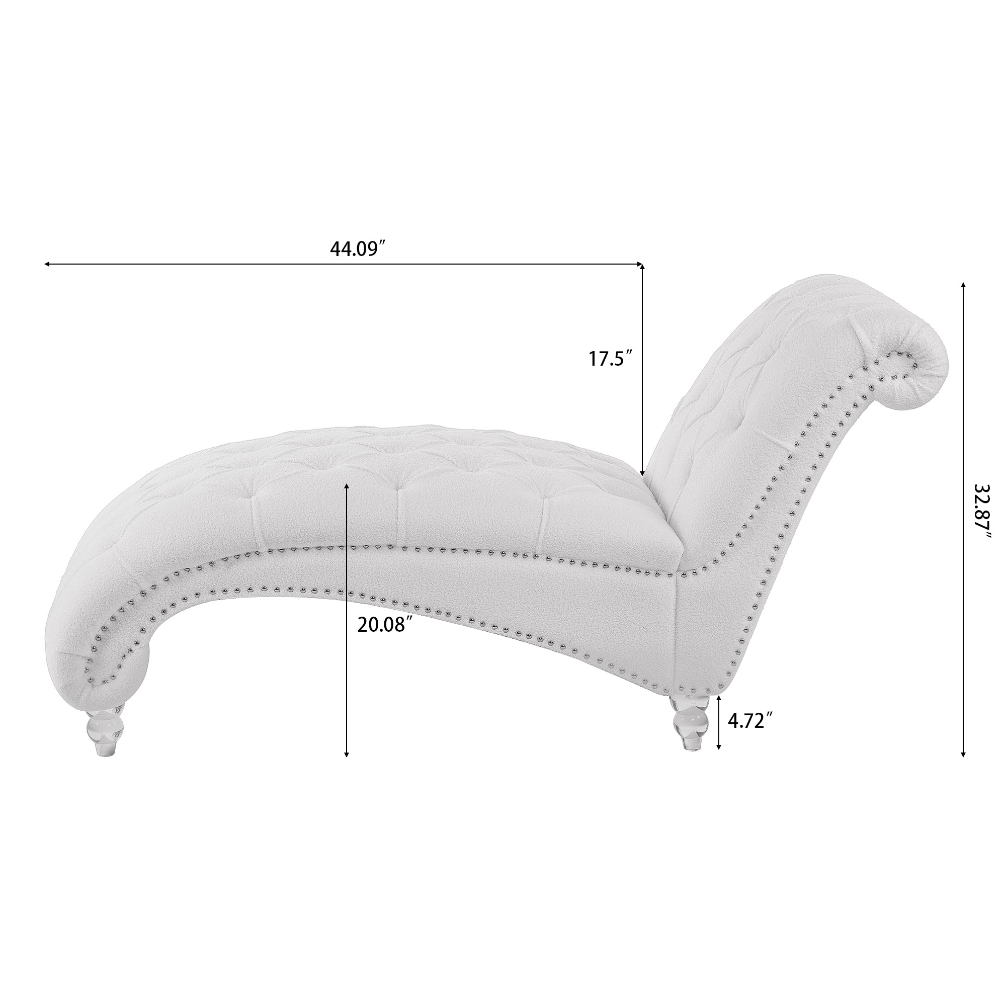 White Teddy Velvet Tufted Armless Chaise Lounge