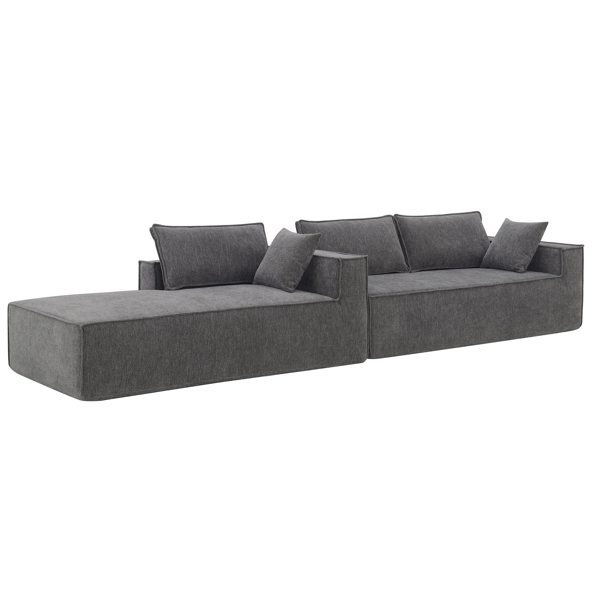 Cairo 4-Seat Modular Wrinkle-Resistant Chenille Sofa in Gray