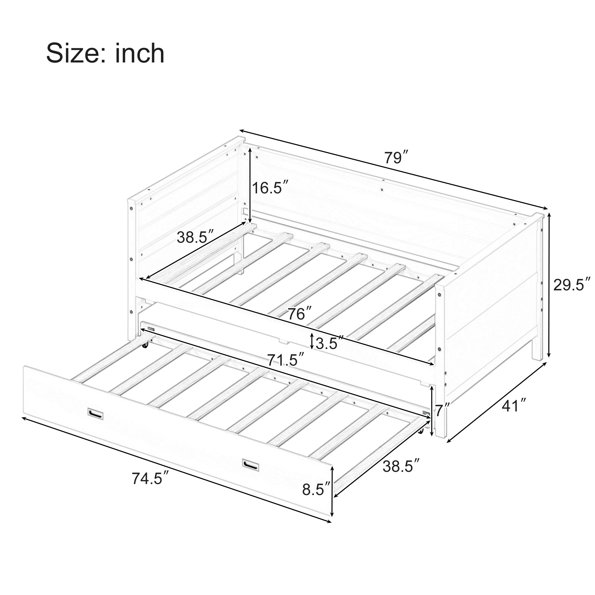 Twin Size White Daybed with Trundle