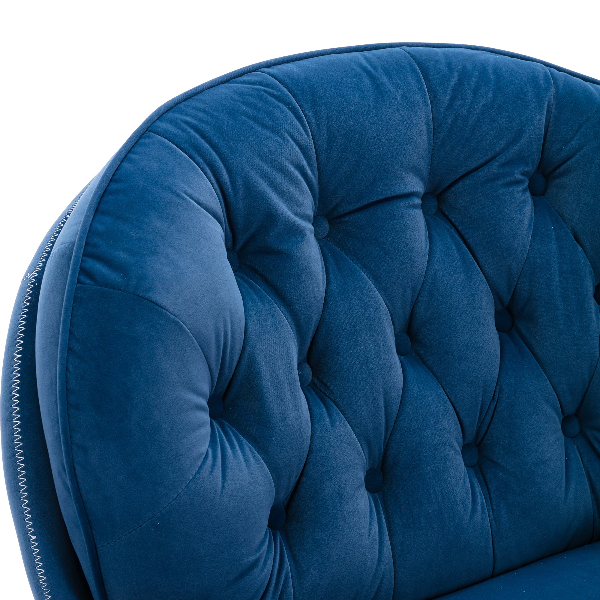 Blue Velvet Accent Chair with Ottoman