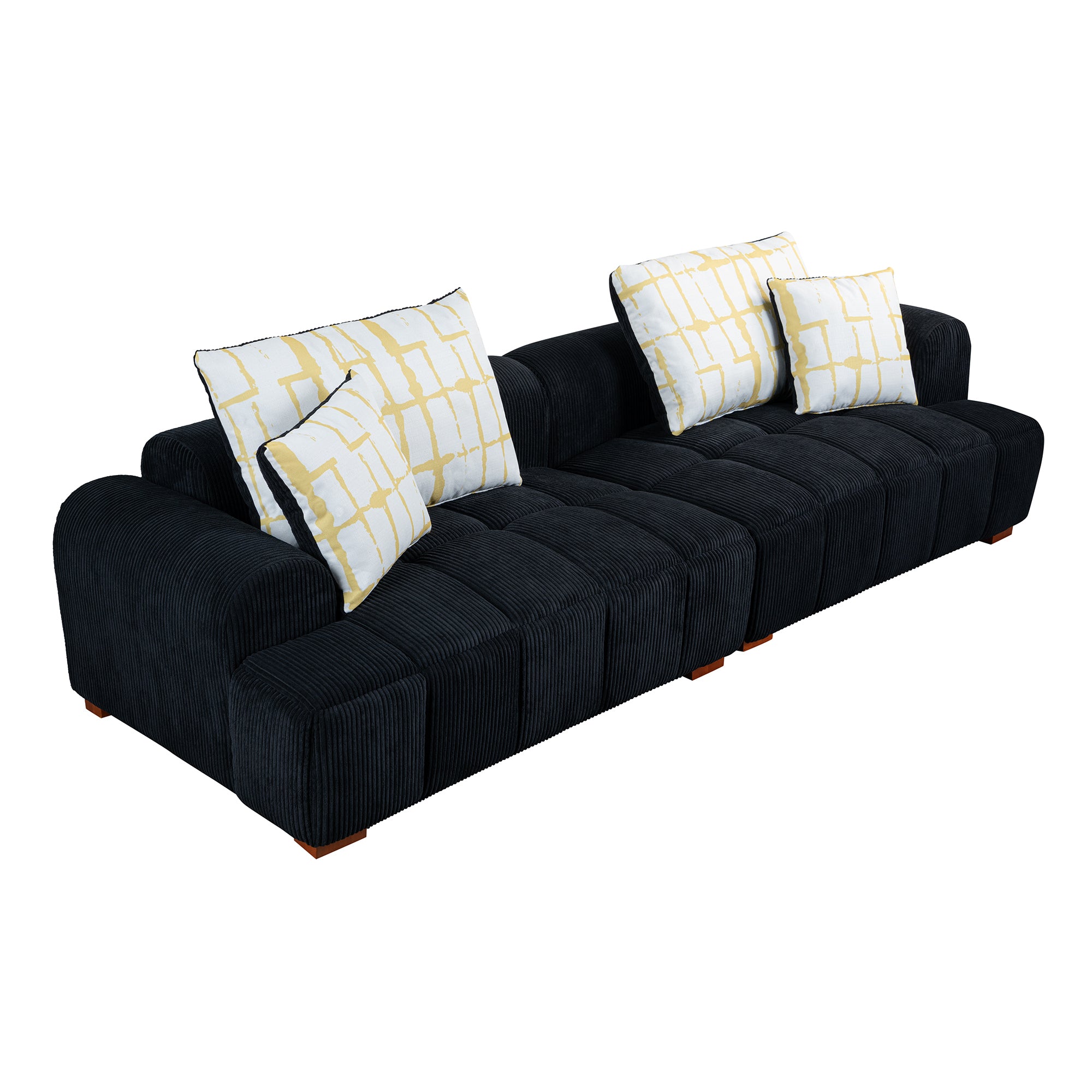 Accra 2-Seat Minimal Corduroy Sofa in Black