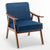 Mid-Century Modern Accent Chair - Solid Wood Frame, Extra-Thick Backrest, Ideal for Living Room, Bedroom, or Reading Room