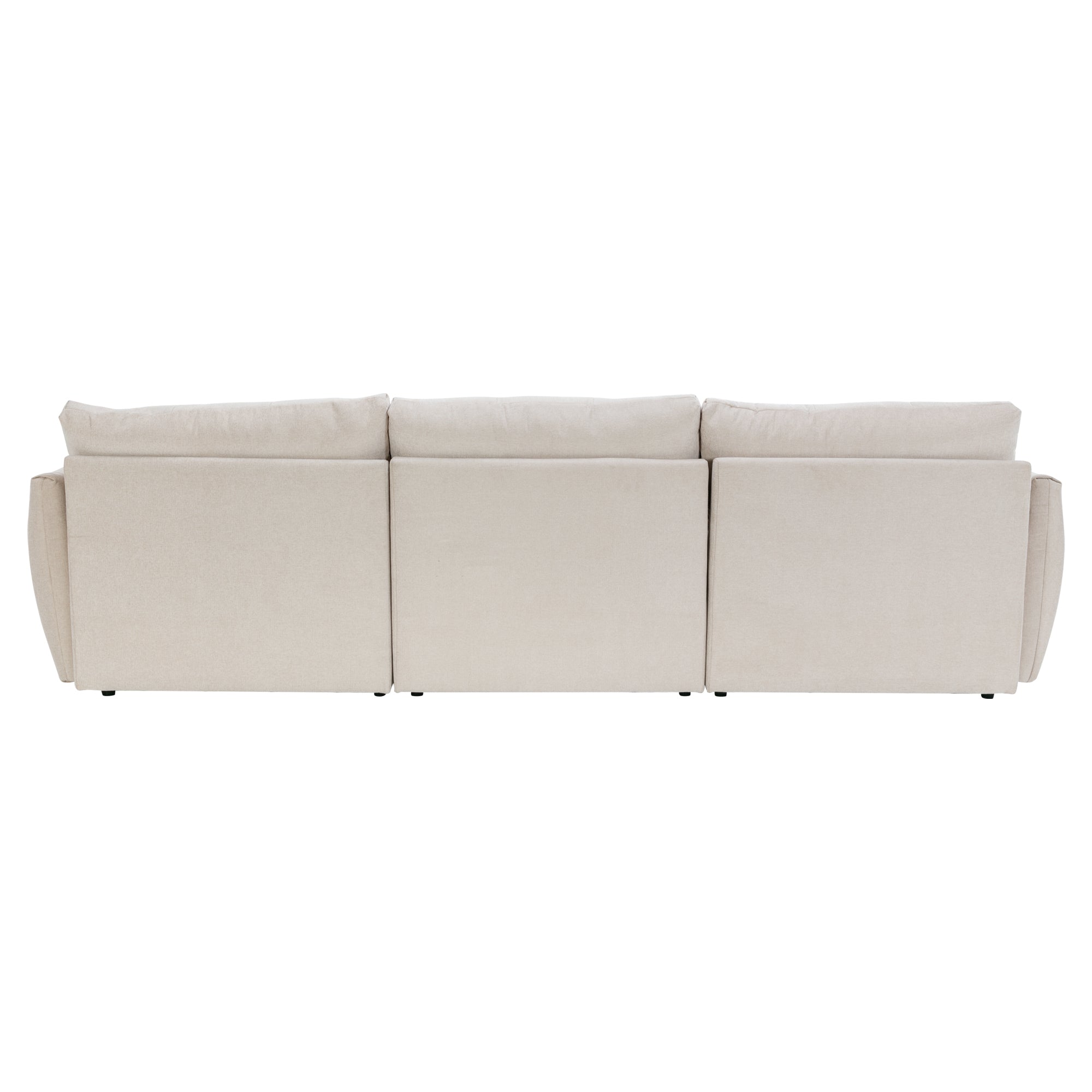 Khartoum Sectional Sofa with Movable Ottoman in Beige Chenille