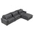 Lisbon Sectional Sofa with Movable Ottoman in Grey