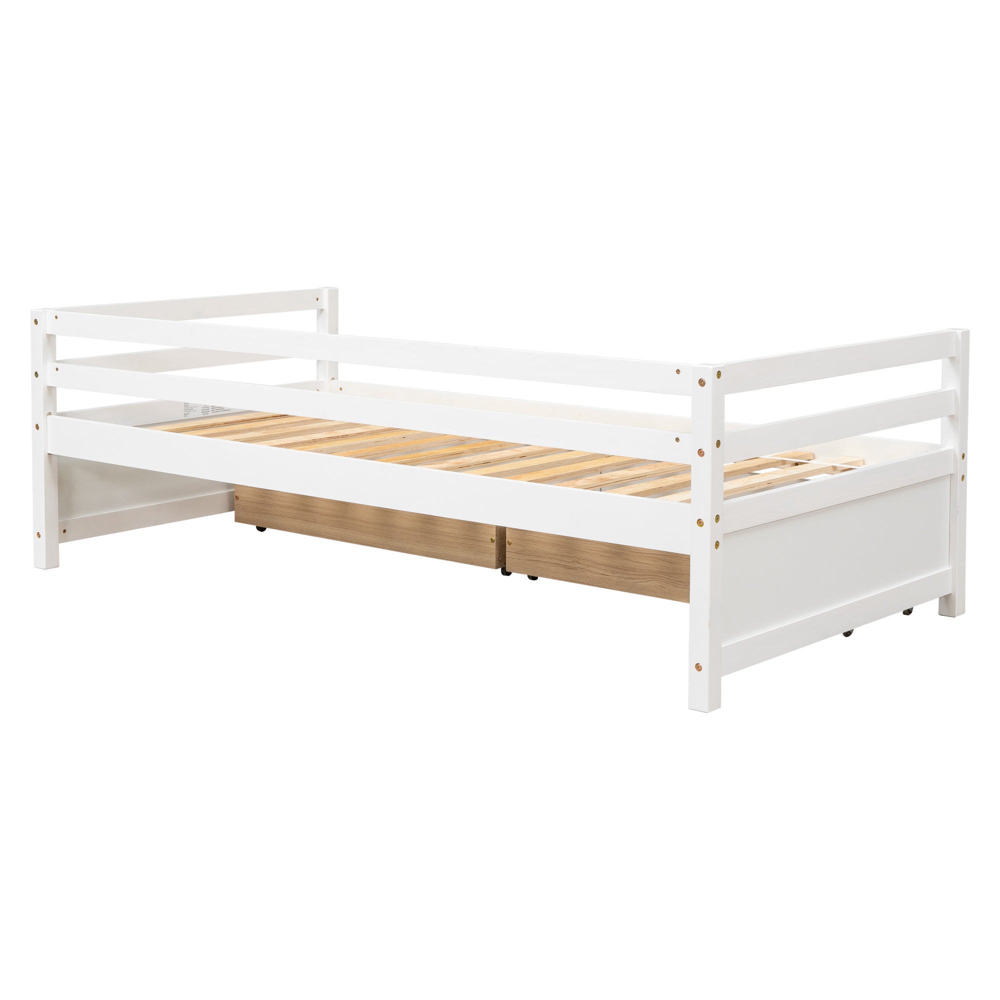 Twin Daybed with Two Storage Drawers In White