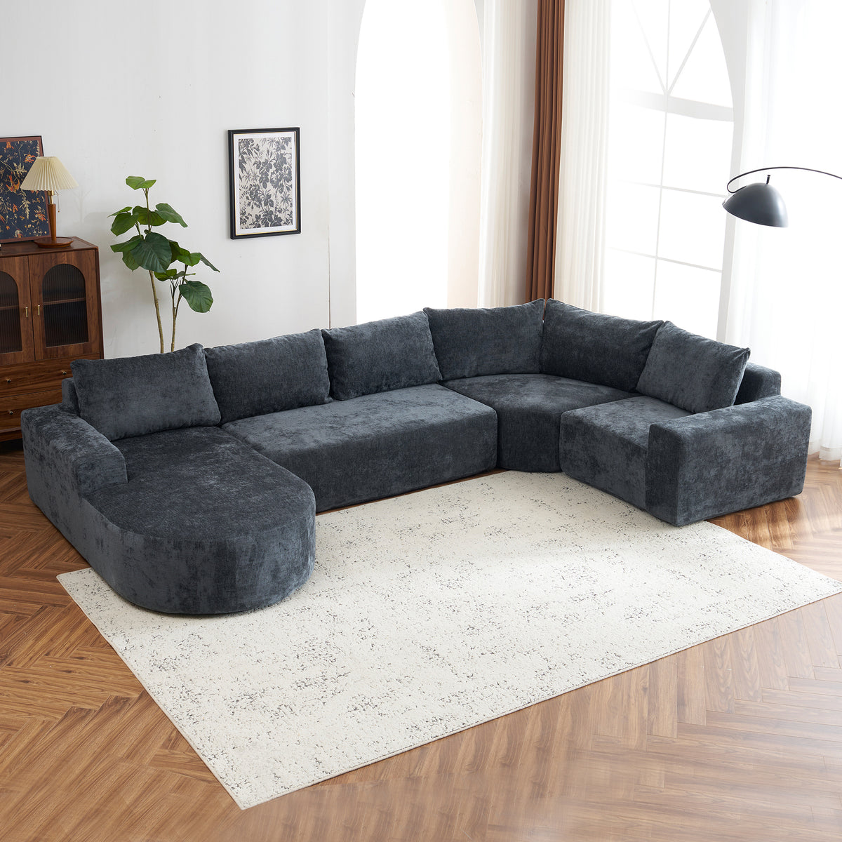 Amalfi Modular Chenille Sectional Sofa in Gray