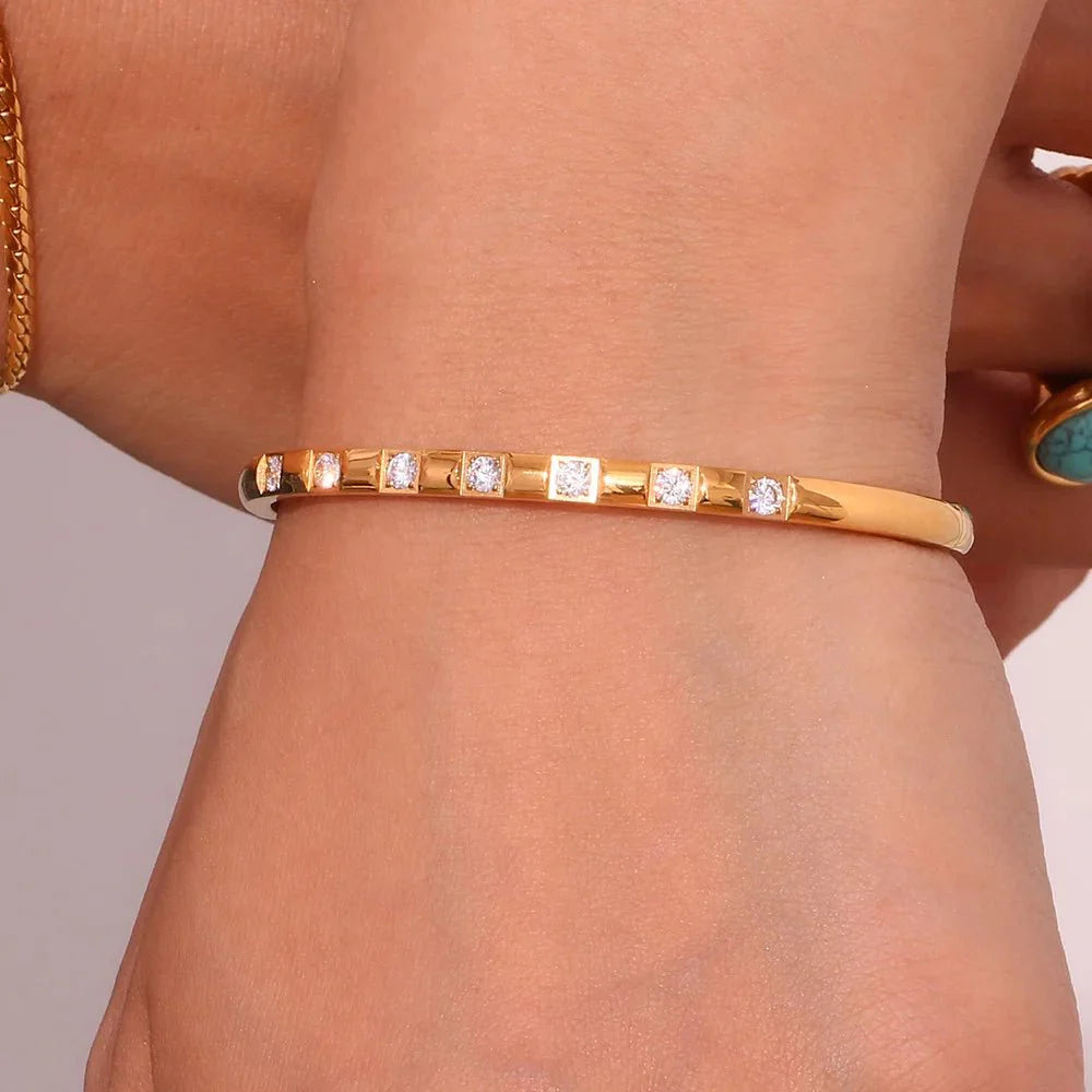 Diamond accented gold cuff bracelet