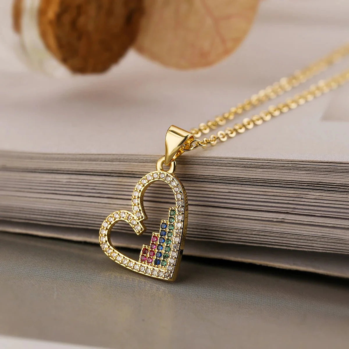 Diamond filled heart necklaces