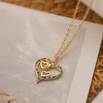 Load image into Gallery viewer, Diamond Filled Heart Necklaces
