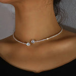Load image into Gallery viewer, Diamond Heart Open Choker Necklace
