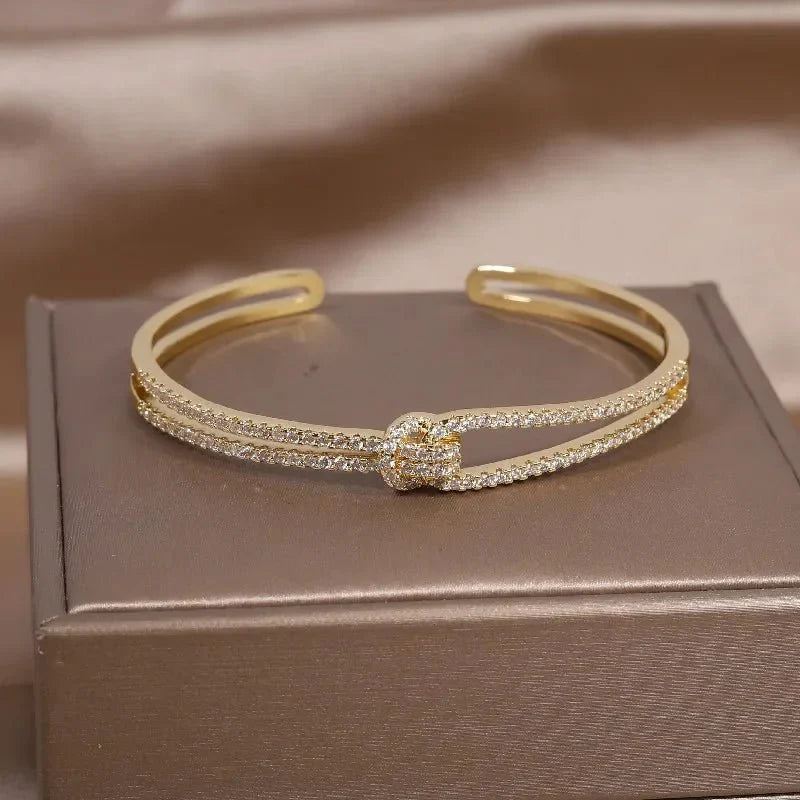 Diamond knot cuff bracelet