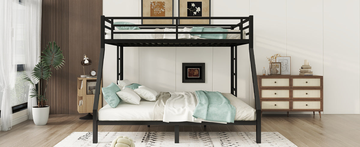 DOEHL Bunk Beds Default Noise Reduced Metal Queen Over King Bunk Bed in Black